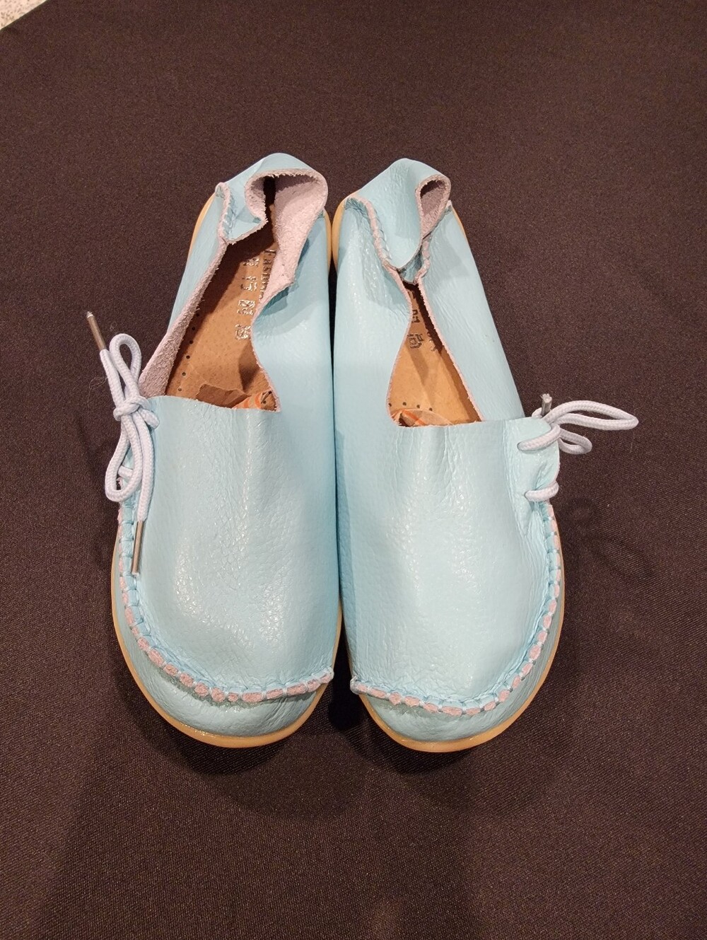Light Blue Fauz Leather Slip-On Loafers